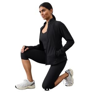 NWT Athleta Salutation Ribbed Jacket 2.0 - Medium/Black Rib